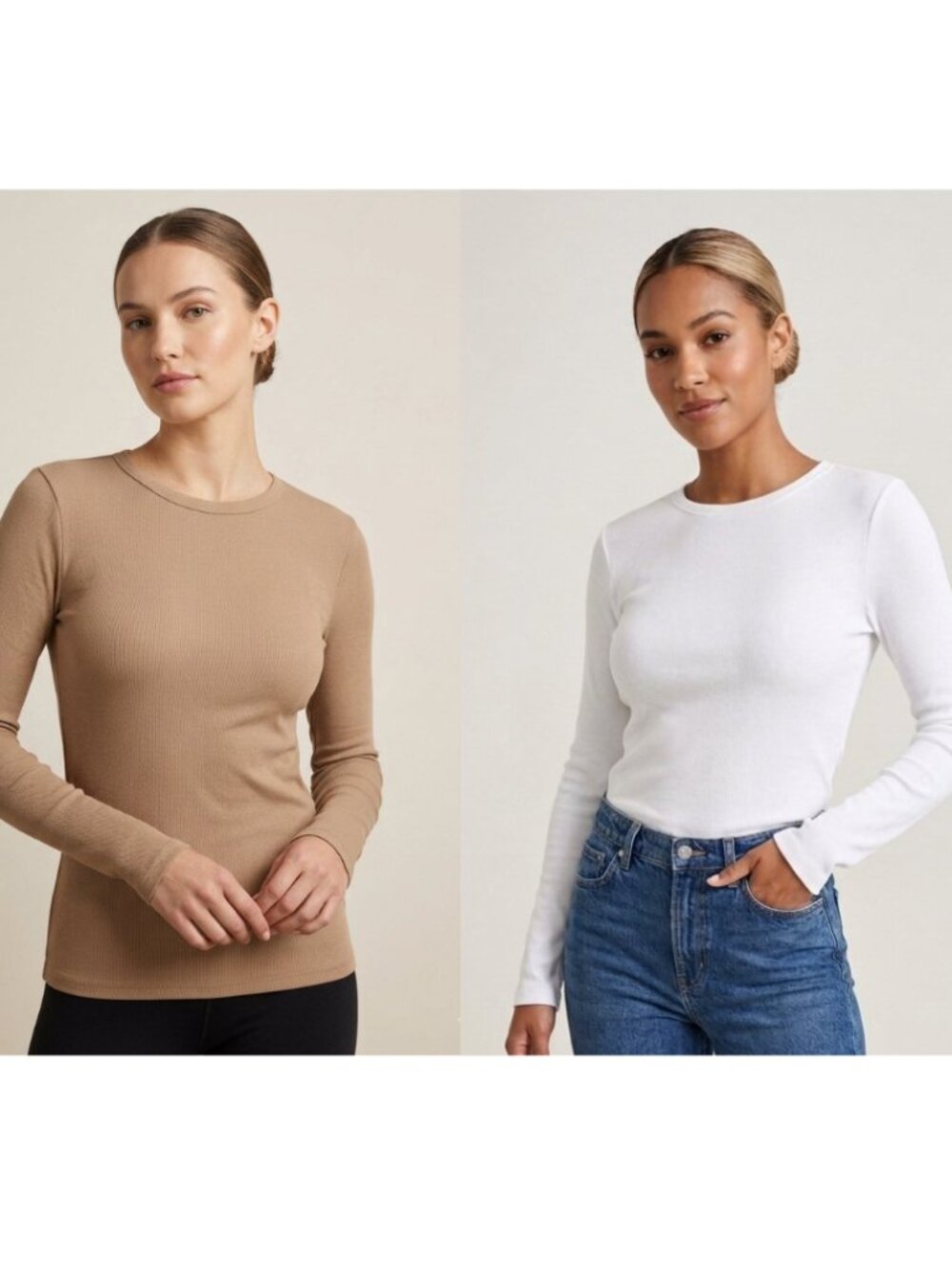 NEW! Women’s Express Ribbed Long-Sleeve Crew Neck Tops - Size L